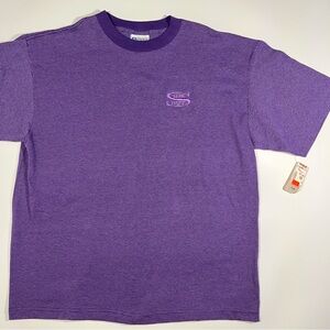 Vintage Deadstock 90s Purple Striped T Shirt Sz Large Single Stitch Made In USA